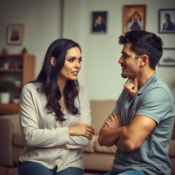 A dramatic scene focusing on the emotional bond between a mother and her son in a cozy living room setting