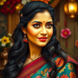 A stunning, highly detailed portrait of Srabanti Chatterjee, portraying her with vibrant, captivating expressions