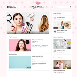 A vibrant YouTube layout designed for girly content videos, featuring pastel colors like pink, lavender, and mint green