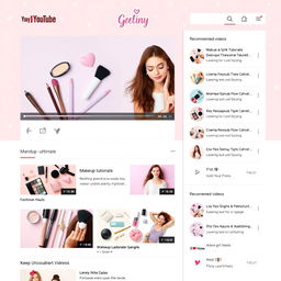 A vibrant YouTube layout designed for girly content videos, featuring pastel colors like pink, lavender, and mint green