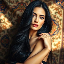 A stunning portrait of a confident Iranian woman in an artistic and tasteful manner