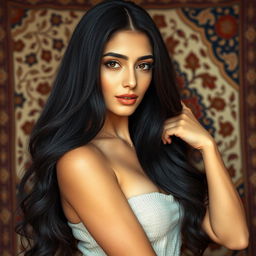A stunning portrait of a confident Iranian woman in an artistic and tasteful manner