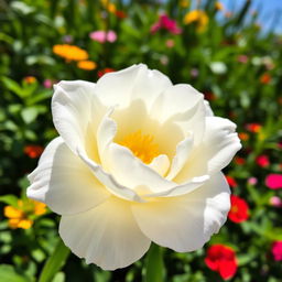 A lush, vibrant, and beautifully detailed close-up of a flower, emphasizing its captivating white petals that are delicately opened
