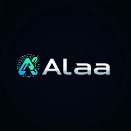 A modern and sleek logo design for the name 'Alaa', emphasizing themes of programming, technology, and development