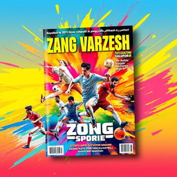 A vibrant magazine cover for a sports publication titled "Zang Varzesh"