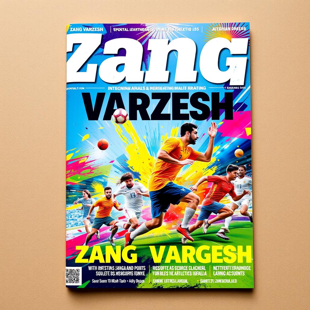 A vibrant magazine cover for a sports publication titled "Zang Varzesh"