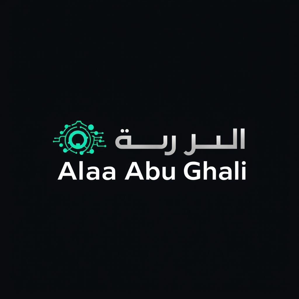 A sophisticated and modern logo design for the name 'Alaa Abu Ghali', focusing on themes of technology, the internet, and development