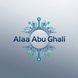 A sophisticated and modern logo design for the name 'Alaa Abu Ghali', focusing on themes of technology, the internet, and development