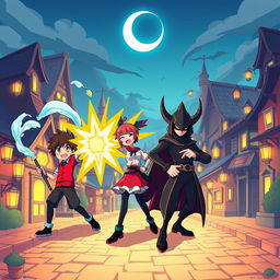 A vibrant and minimalistic poster inspired by Konosuba, featuring the main characters Kazuma, Aqua, Megumin, and Darkness in a dynamic pose that showcases their quirky and comedic personalities