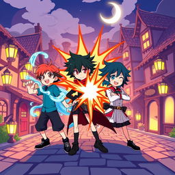 A vibrant and minimalistic poster inspired by Konosuba, featuring the main characters Kazuma, Aqua, Megumin, and Darkness in a dynamic pose that showcases their quirky and comedic personalities