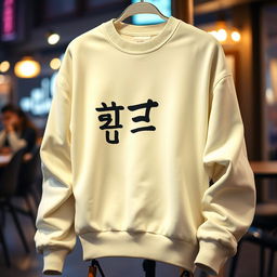 A stylish white men's sweater featuring the word 'منبج' prominently printed on the front in an eye-catching font