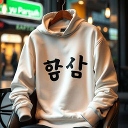 A stylish white men's sweater featuring the word 'منبج' prominently printed on the front in an eye-catching font