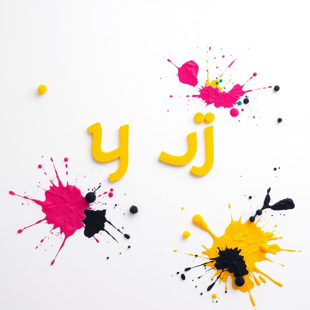 A pristine white canvas featuring the words "مطبعة إياد" in bright yellow