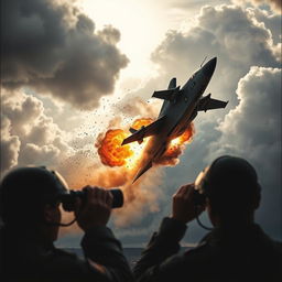 A dramatic and intense cover photo depicting the moment of a USA fighter plane being shot down