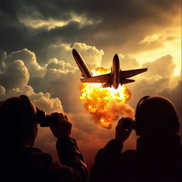 A dramatic and intense cover photo depicting the moment of a USA fighter plane being shot down