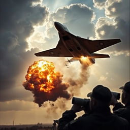 A dramatic and intense cover photo depicting the moment of a USA fighter plane being shot down