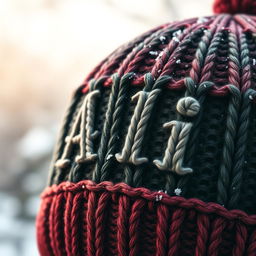 A cozy knitted wool hat prominently featuring the name 'Ali' in a stylish font