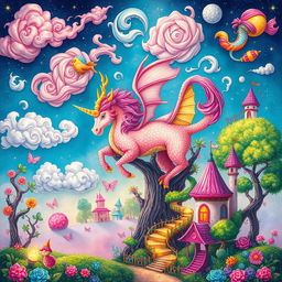 A vibrant and imaginative composition that features elements from various artistically drawn pieces, blending styles seamlessly to create unique visuals