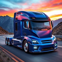 An exhilarating custom semi-truck inspired by Porsche's iconic styling, showcasing a design that blends luxury with high performance