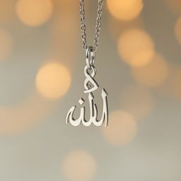 A stunning metal necklace featuring the name 'محمد' beautifully engraved in Arabic calligraphy