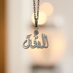 A stunning metal necklace featuring the name 'محمد' beautifully engraved in Arabic calligraphy