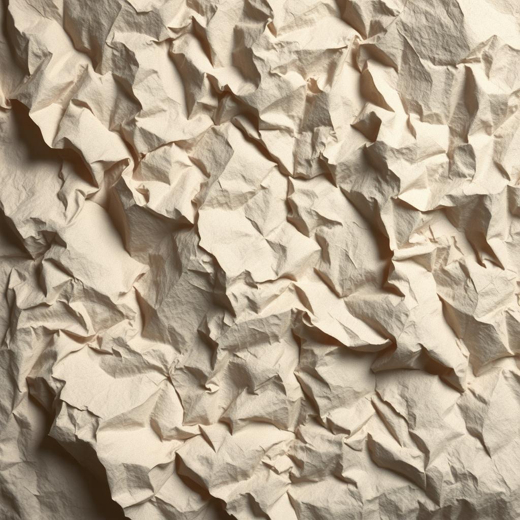A crumpled paper texture with intricate details, showcasing an array of light and shadow effects