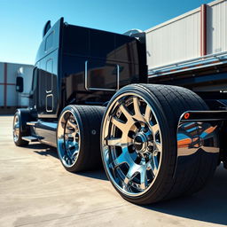 A striking image of custom cutting-edge semi-truck wheels designed for Chevrolet vehicles