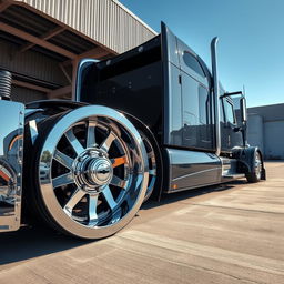 A striking image of custom cutting-edge semi-truck wheels designed for Chevrolet vehicles