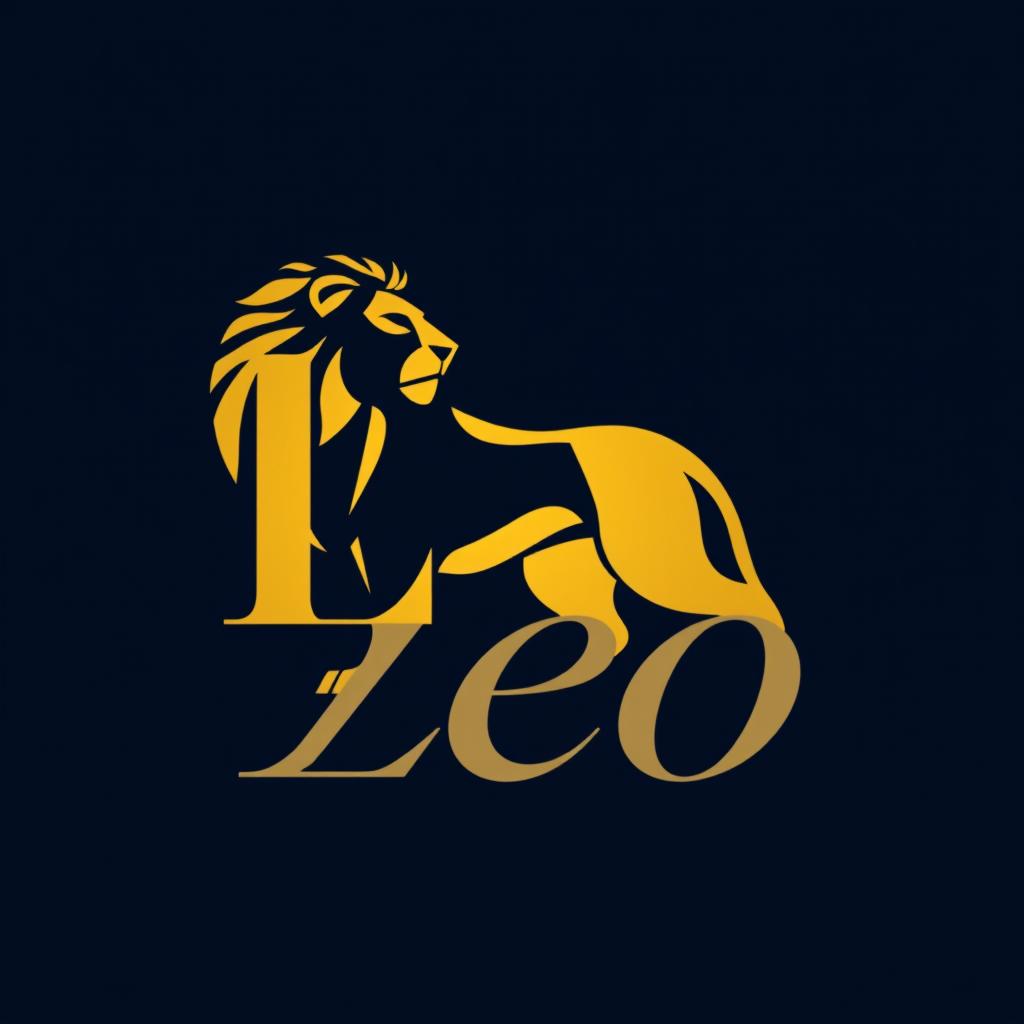 A modern and stylish logo for the 'Leo' clothing brand, featuring a sleek and simple lion silhouette incorporated into the letter 'L' of the word 'Leo'