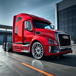A stunning image featuring custom cutting-edge rims and wheels inspired by Audi, tailored for a semi-truck