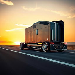 A captivating image of custom cutting-edge rims and wheels inspired by Audi, specially designed for a semi-truck