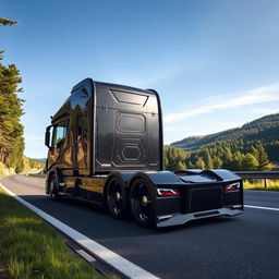An eye-catching image of custom cutting-edge rims and wheels inspired by Scania, crafted specifically for a semi-truck