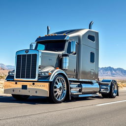 A dynamic image of custom cutting-edge Pogoni rims and wheels designed specifically for a semi-truck