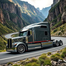 An impressive image of custom cutting-edge rims and wheels with a design inspired by BMW, tailored for a semi-truck