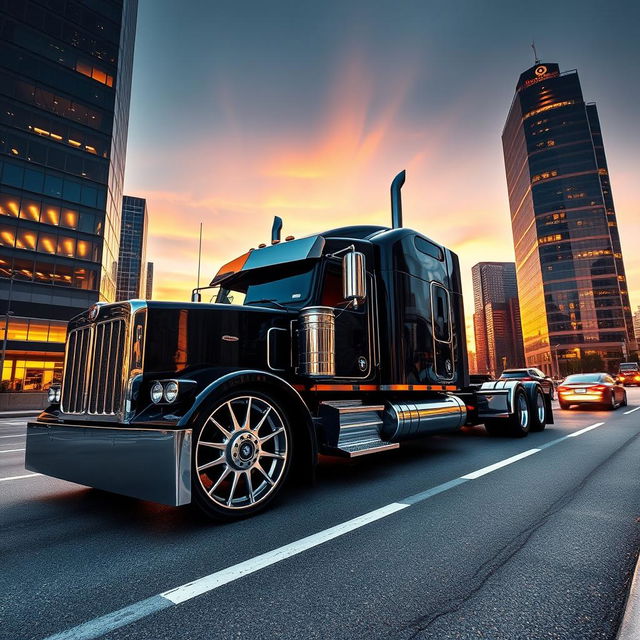 A striking image of custom cutting-edge BMW-inspired rims and wheels crafted for a semi-truck