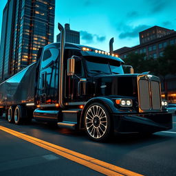 A striking image of custom cutting-edge BMW-inspired rims and wheels crafted for a semi-truck