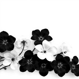 A simple yet elegant composition focusing on the theme of rhythm, featuring black and white flowers