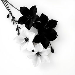 A simple yet elegant composition focusing on the theme of rhythm, featuring black and white flowers