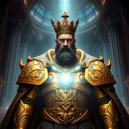 A majestic and powerful portrayal of the Emperor from Warhammer 40k, depicted as the supreme leader of humanity