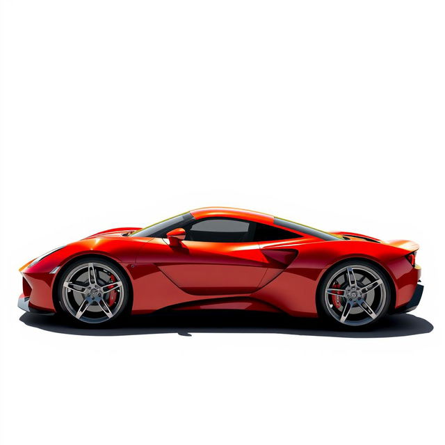 A highly detailed and photorealistic PNG image of a modern sports car, with a sleek aerodynamic design and a shiny glossy finish