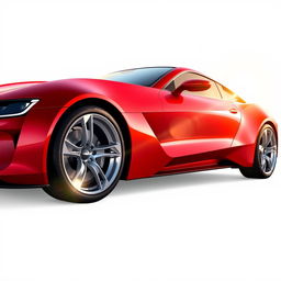 A highly detailed and photorealistic PNG image of a modern sports car, with a sleek aerodynamic design and a shiny glossy finish