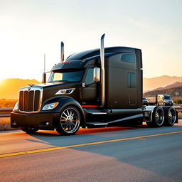 A custom semi-truck featuring luxurious Cadillac rims and cutting-edge wheel designs