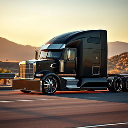 A custom semi-truck featuring luxurious Cadillac rims and cutting-edge wheel designs