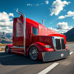 A magnificent semi-truck featuring custom Toyota rims, showcasing a cutting-edge design