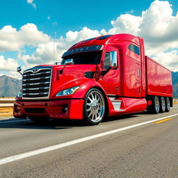 A magnificent semi-truck featuring custom Toyota rims, showcasing a cutting-edge design