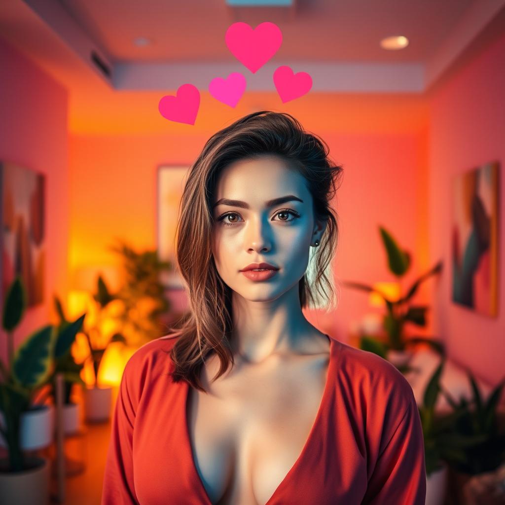 A person with a confident expression, standing in a brightly lit room filled with warm, vibrant colors