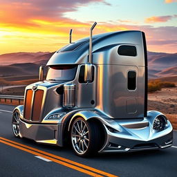 A cutting-edge custom semi-truck designed with eye-catching Corvette-style wheels
