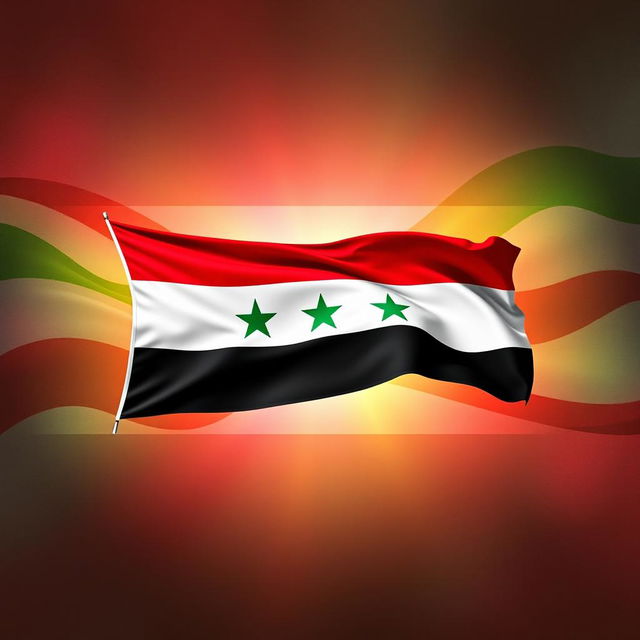 A vibrant Facebook cover image featuring the Syrian revolution flag, prominently displayed in the center with a rich, textured background that represents hope and resilience