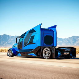 A stunning custom semi-truck featuring eye-catching Camaro-style rims