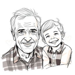 A heartwarming sketch combining elements of a portrait of a late father and a photo of his child, capturing the emotional bond between them